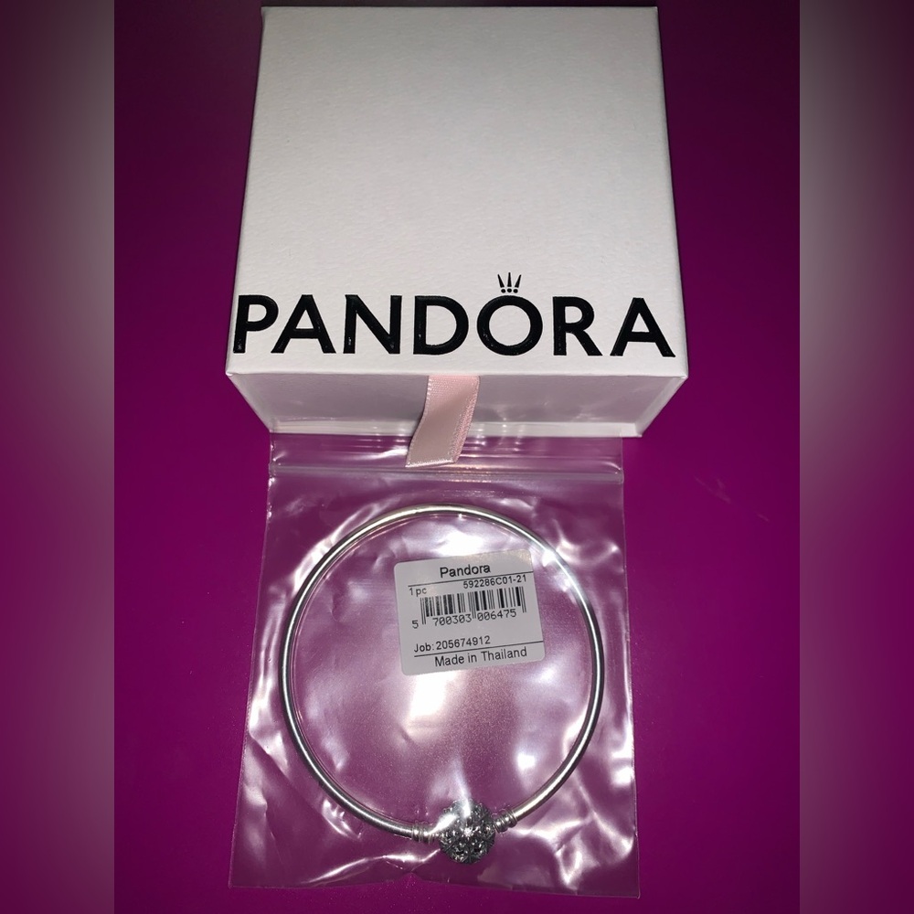 Pandora Silver Bangle with Signature Clasp - Picture 4 of 6